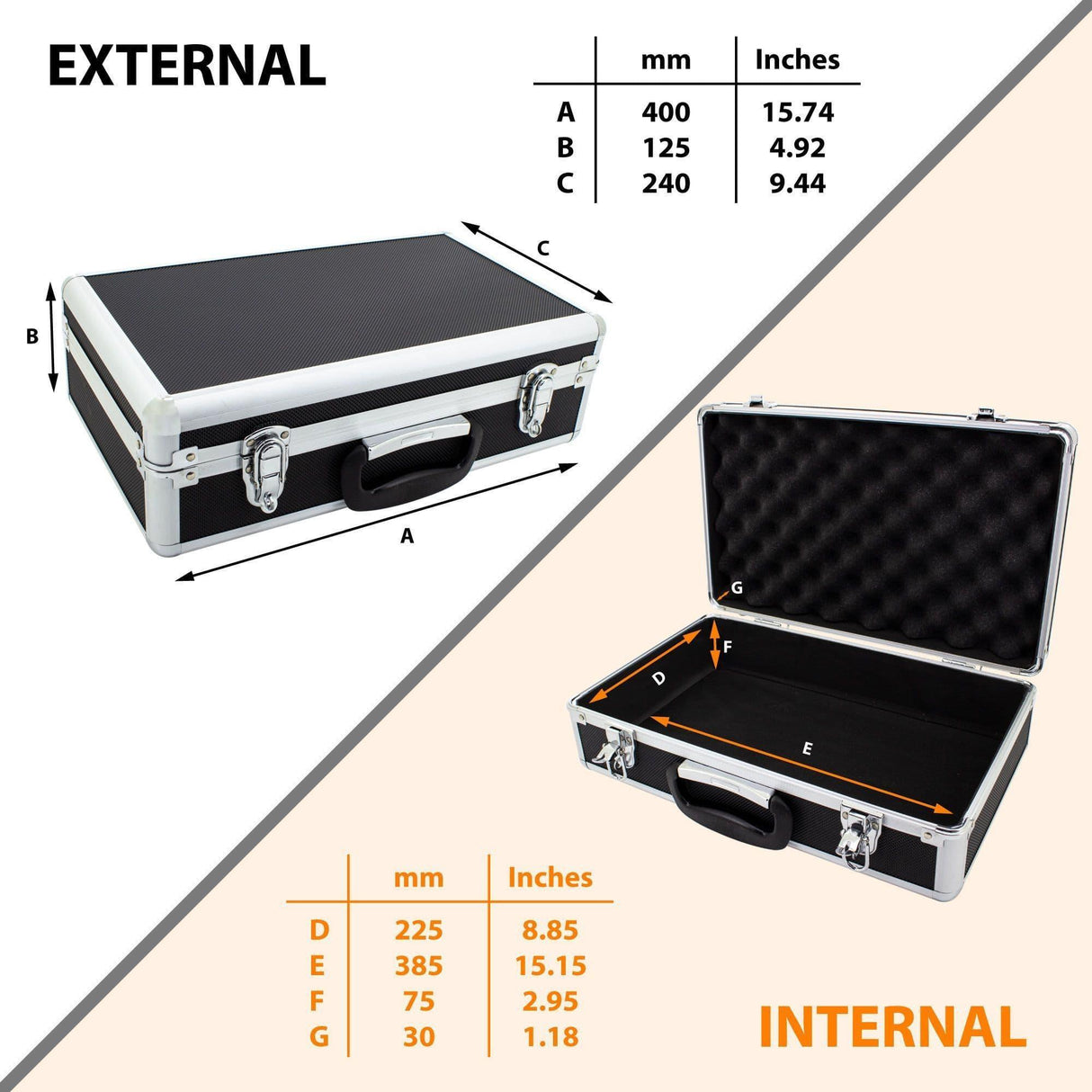 Aluminium flight tool case (400x240x125) black - Best Ultrasonic Cleaners