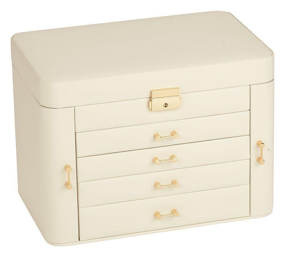 Mele Extra Large Empress Jewellery Box in Bonded Leather (ivory) - Best Ultrasonic Cleaners