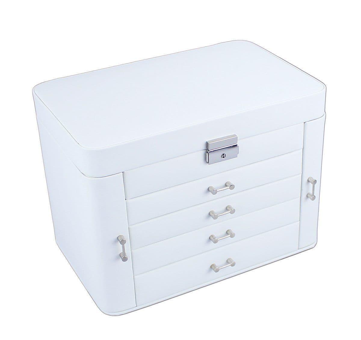 Mele Extra Large Empress Jewellery Box in Bonded Leather (white) - Best Ultrasonic Cleaners