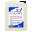 A 5L white bottle of Super Clean multi-purpose ultrasonic cleaning fluid with a black cap and a blue and white product label.