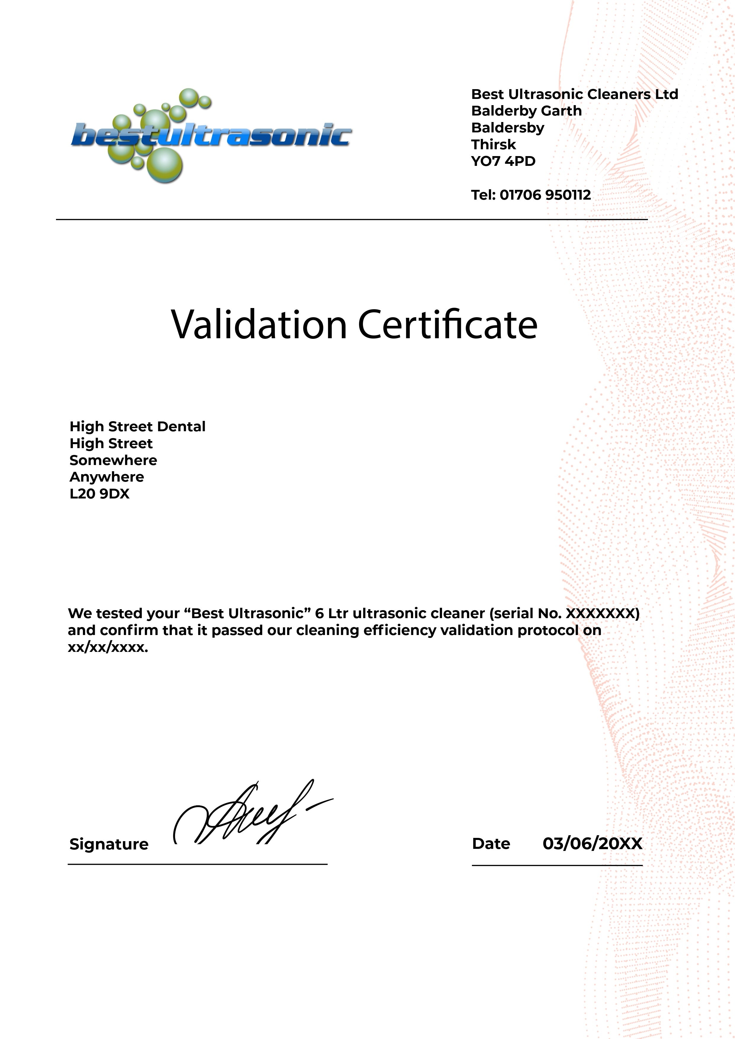 メンテナンス ULTRACOAT APPLICATION CERTIFICATE CQC soil test validation and PDF certificate – Best Ultrasonic