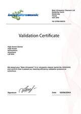 sample Ultrasonic cleaner validation certificate 