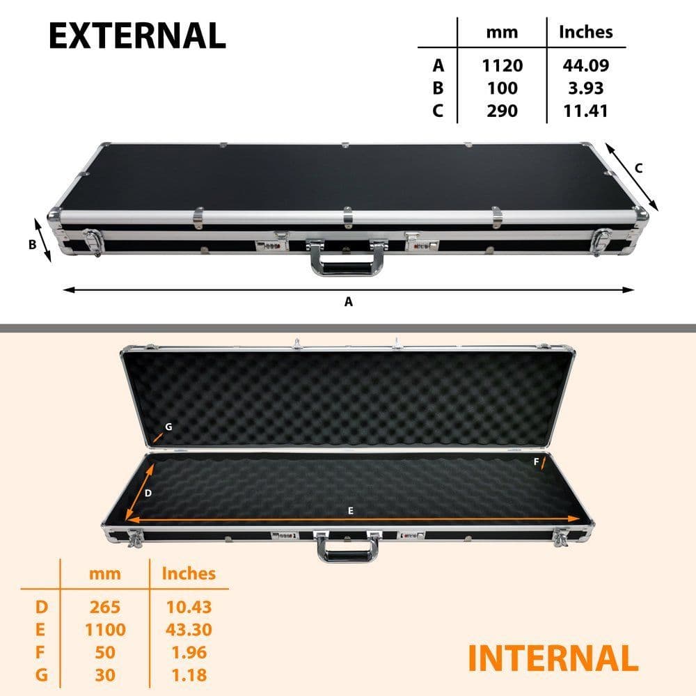 Aluminium shotgun & air Rifle gun case  &#x28;1100 x 270 x 80&#x29;