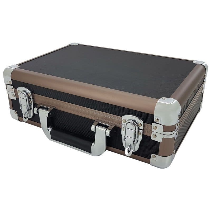 Black aluminium flight case | bronze trim (340 x 240 x 120)