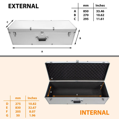 Large Aluminium flight tool case (850 x 295 x 270mm)