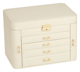 Mele Extra Large Empress Jewellery Box in Bonded Leather (ivory)