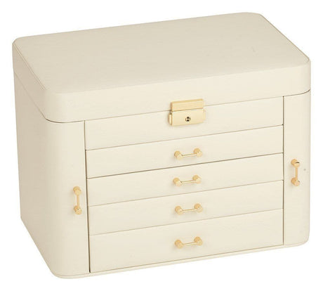 Mele Extra Large Empress Jewellery Box in Bonded Leather (ivory)