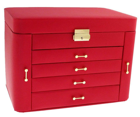 Mele Extra Large Empress Jewellery Box in Bonded Leather (red)