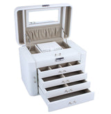 Mele Extra Large Empress Jewellery Box in Bonded Leather (white)