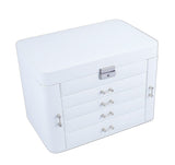 Mele Extra Large Empress Jewellery Box in Bonded Leather (white)