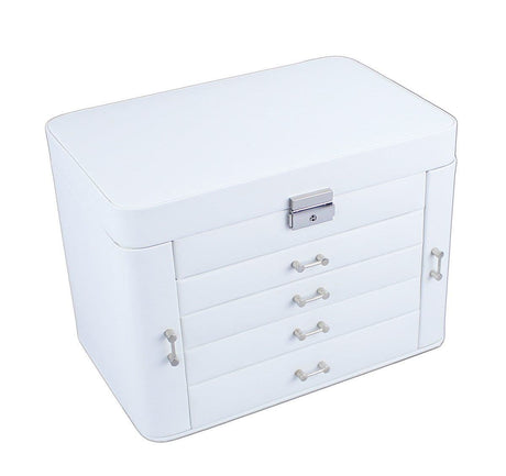 Mele Extra Large Empress Jewellery Box in Bonded Leather (white)