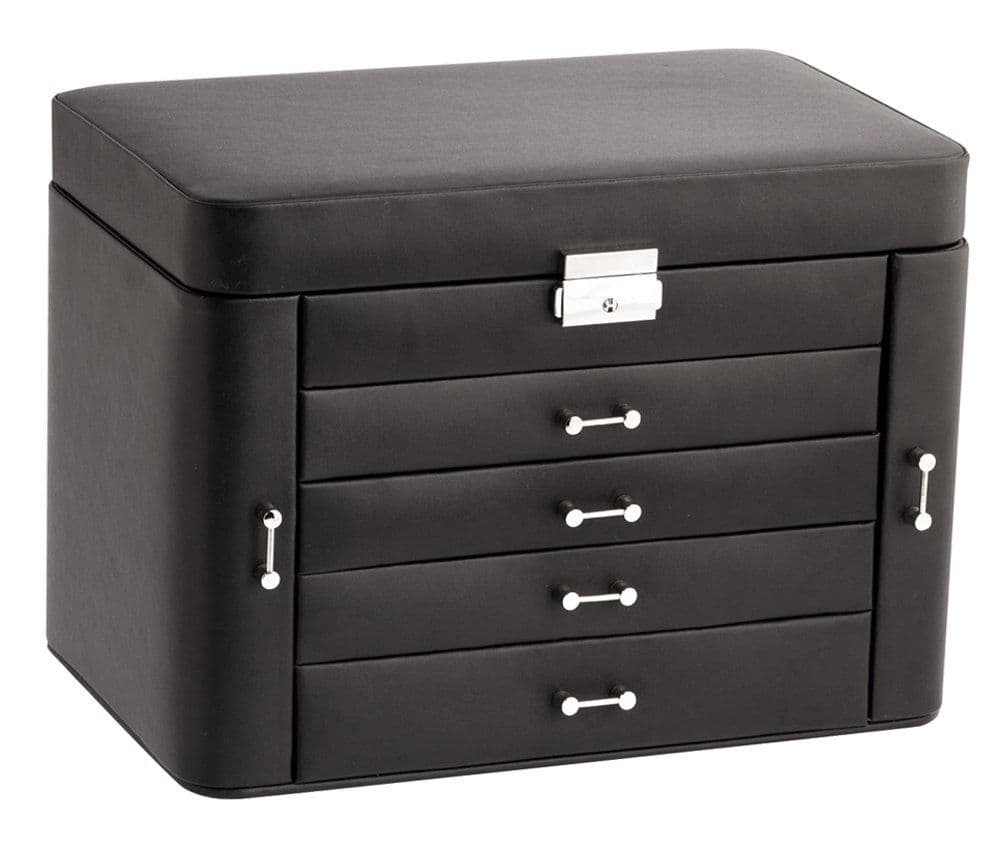 Mele Large Empress Jewellery Box in Bonded Leather (black)