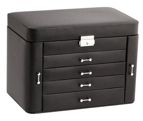 Mele Large Empress Jewellery Box in Bonded Leather (black)