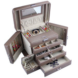 Mele Large Empress Jewellery Box in Bonded Leather (mink)