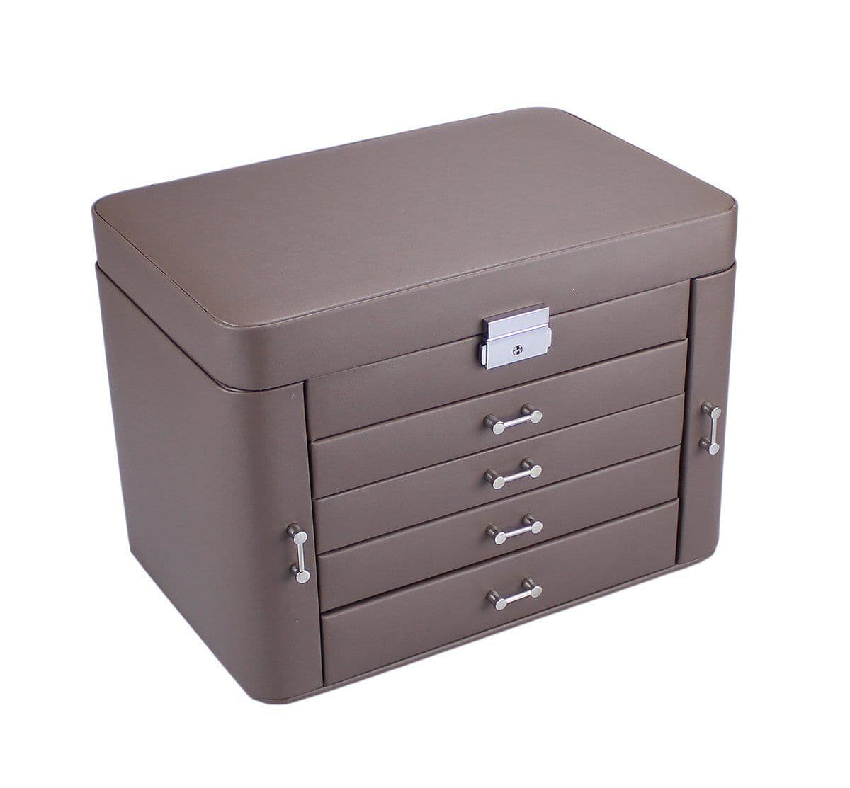 Mele Large Empress Jewellery Box in Bonded Leather (mink)