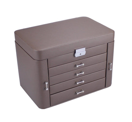 Mele Large Empress Jewellery Box in Bonded Leather (mink)